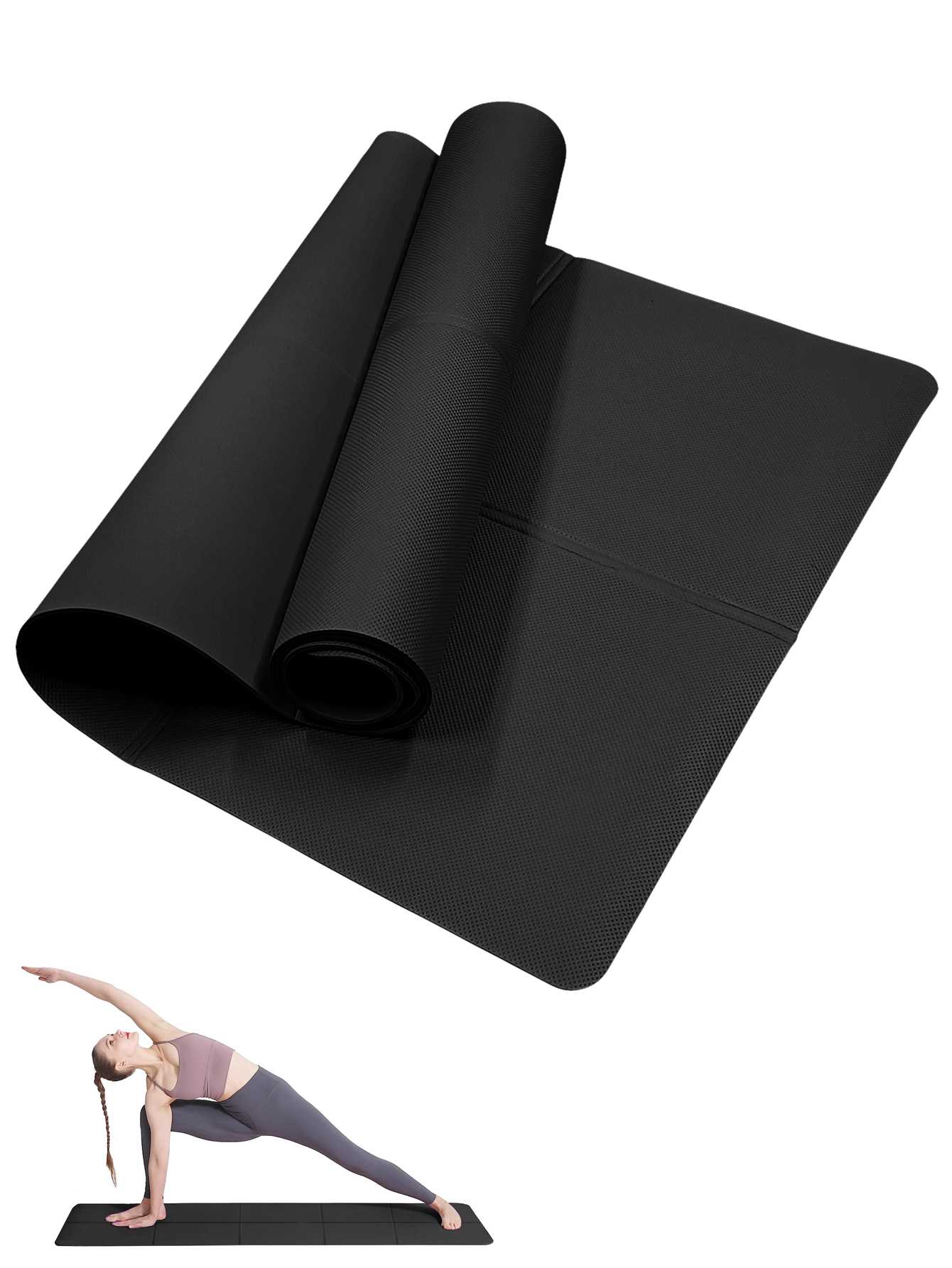 Pilates Yoga Matte - Estera de Yoga plegable, color negro,